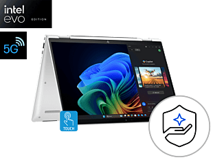 HP EliteBook X Flip G1i 14 inch Notebook Next Gen AI PC - 35.56 cm (14) - Glacier silver (B94E9PT-BN5Y)