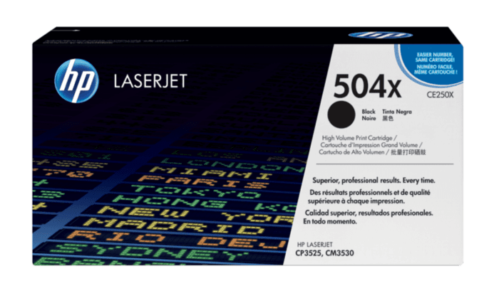 HP 504X High Yield Black Original LaserJet Toner Cartridge (CE250X) - Center facing