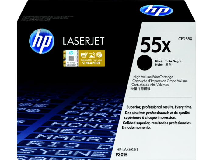 HP 55X High Yield Black Original LaserJet Toner Cartridge (CE255X) - Center facing