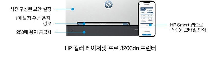 HP 컬러 레이저젯 프로 3203dn 프린터